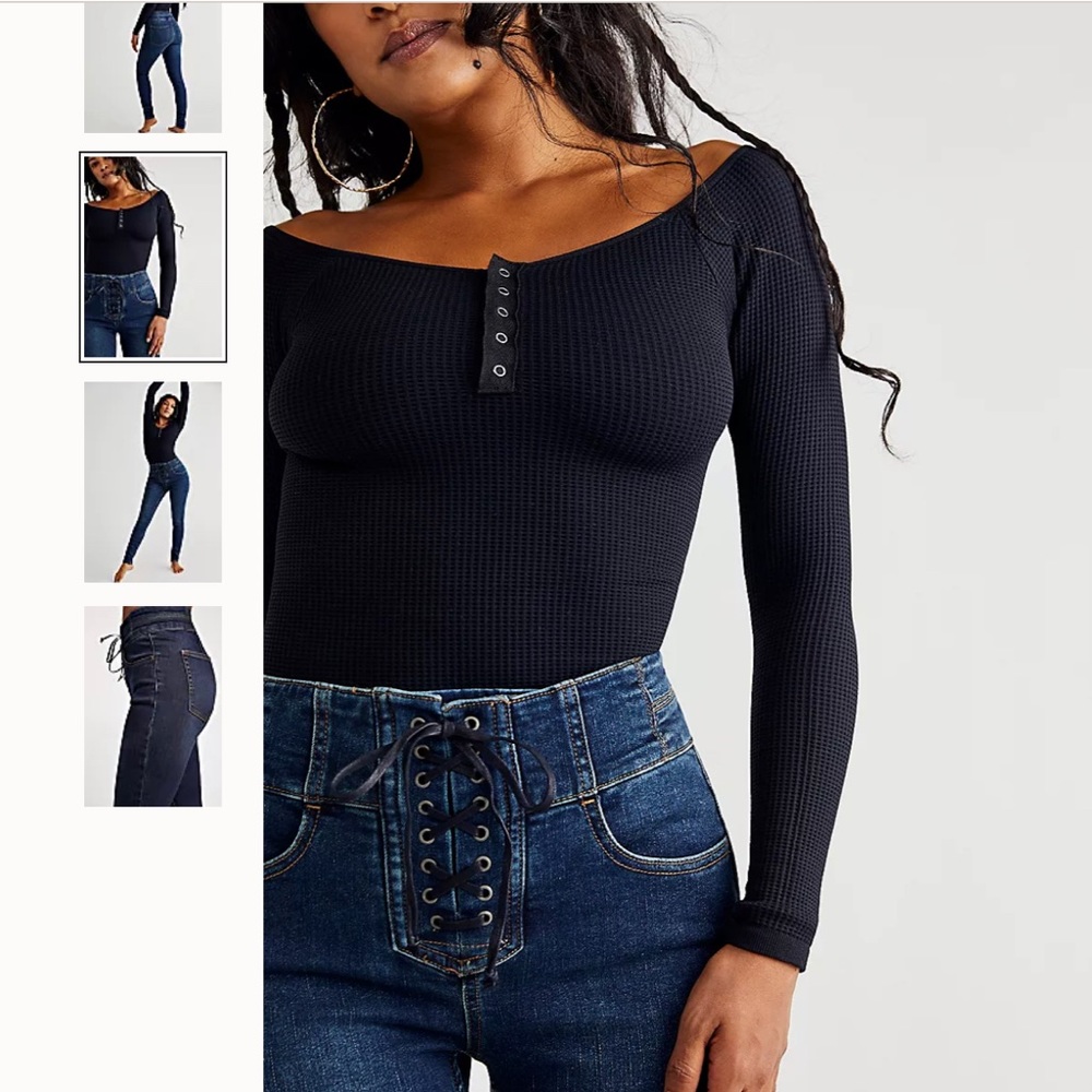 Free People CRVY high waisted lace up jeans